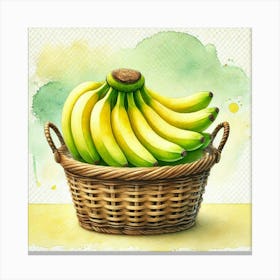 Watercolor's Basket Full Of Bananas 4 Canvas Print