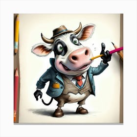 Cartoon Cow Drawing 1 Canvas Print