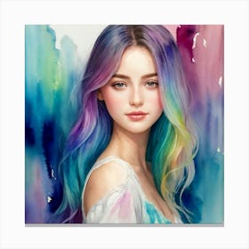 Rainbow Haired Girl Canvas Print