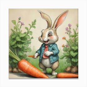 Rabbit With Carrots 45 Canvas Print