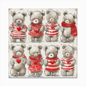 Valentine Teddy Bears 1 Canvas Print