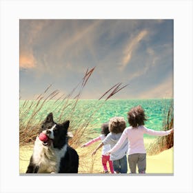 Dog On The Beach Canvas Print