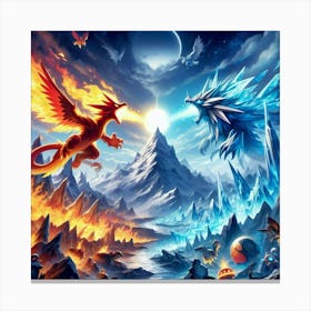 Pokemon Battle Canvas Print