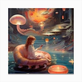 Girl In A Pond Canvas Print
