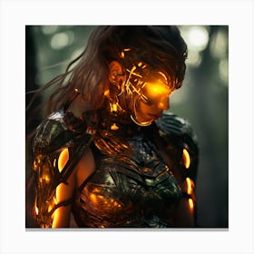 Cyborg Woman neon eyes Canvas Print