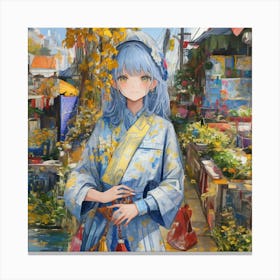 Girl With Blue Hair Canvas Print