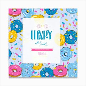 Abstract Happy Shower Scene Seamless Paper Design Featuring A Geometric Pattern Of Donuts With Ribb (2) Canvas Print