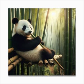 Panda Bear In Bamboo Forest 6 Canvas Print