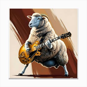 A Rocking Sheep Playing A Gold Guitar 2 Toile