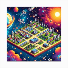 8-bit space colony 3 Canvas Print