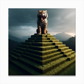 Tiger Atop Pyramid Canvas Print