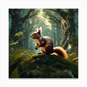 Red Squirrel In The Forest 27 Canvas Print