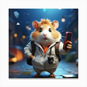 Hamster Holding Cell Phone 2 Canvas Print