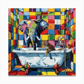 Elephant In The Bath 3 Canvas Print