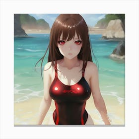 Anime Girl In Swimsuit 1 Canvas Print