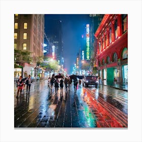 Urban Street At Night 1 Canvas Print