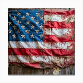 An Aging American Flag Crushed Lightly At The Corners Worn Yet Radiant Against The Passage Of Time (6) Canvas Print