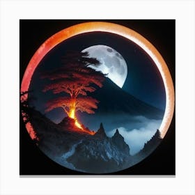 Full Moon With A Tree Canvas Print