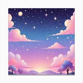 Sky With Twinkling Stars In Pastel Colors Square Composition 223 Canvas Print