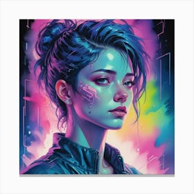 Girl With Blue Hair 4 Canvas Print