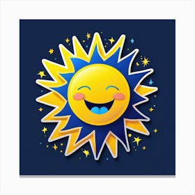 Lovely smiling sun on a blue gradient background 114 Canvas Print