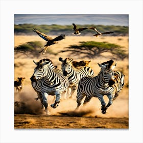 Zebras Running Canvas Print