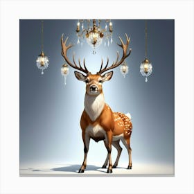 Deer With Chandeliers Canvas Print