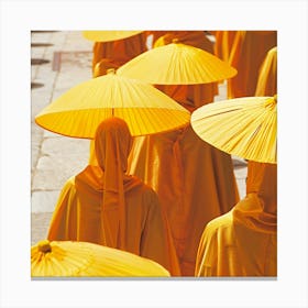 Monks With Umbrellas Canvas Print