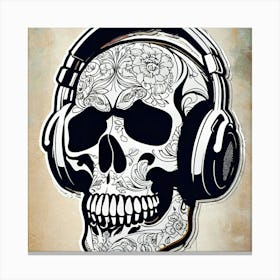 Skull With Headphones 142 Canvas Print