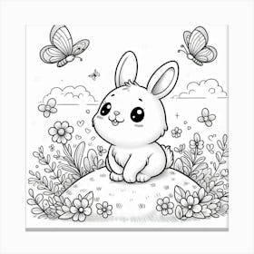 Line Art rabbit 1 Canvas Print