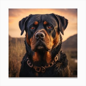 Rottweiler Dog Portrait Canvas Print