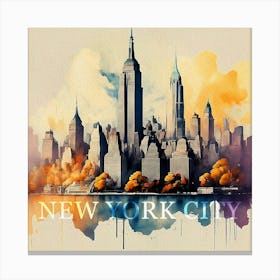 New York City Watercolor Painting 2 Canvas Print