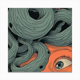 Woman'S Head with Octopus Tentacle Japanese Style 10 Canvas Print