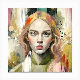 Girl With Colorful Hair Canvas Print