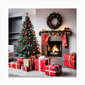Christmas Tree In Living Room 2 Canvas Print