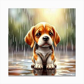 Beagle Puppy In The Rain Canvas Print