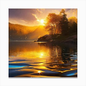 Sunset By The Lake 15 Canvas Print