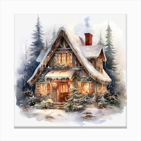 Christmas House In The Woods 2 Canvas Print