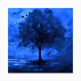 Beautiful Fall Colours Painting Lonely Autumn Tree At Night Canvas Print