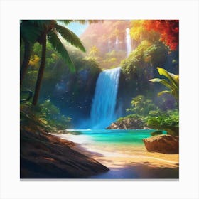 Waterfall In The Jungle 15 Canvas Print