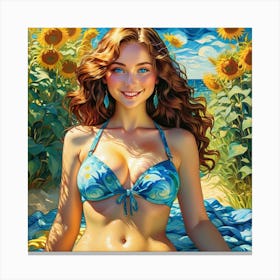 Sunflower Girlguf Canvas Print