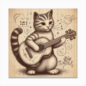 A cat playing a guitar Canvas Print