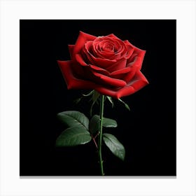 Red Rose On Black Background 5 Canvas Print