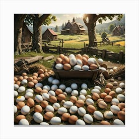 Chickens In A Field Canvas Print