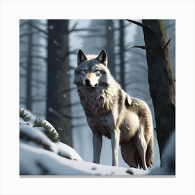 Wolf In The Woods 65 Canvas Print