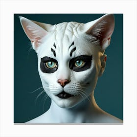 Human Cat Face Hybrid Feline Anthropomorphic Humanoid Transformation Fantasy Fiction Creat Canvas Print