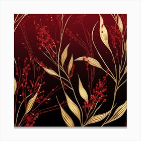 Gold Leaves On A Black Background Canvas Print