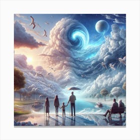 Family In The Clouds Canvas Print