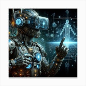 Futuristic Robot With Virtual Reality Headset Canvas Print