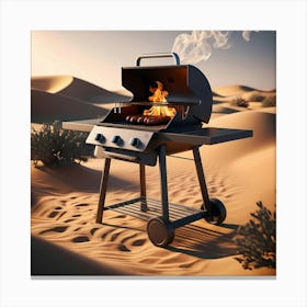 Bbq Grill In The Desert Canvas Print